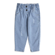 Baby Girls Light Blue Cotton Denim Pants Regular Fit Casual Kids Pants