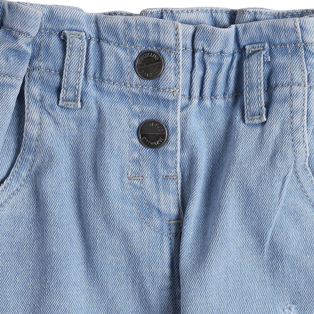 Baby Girls Light Blue Cotton Denim Pants Regular Fit Casual Kids Pants