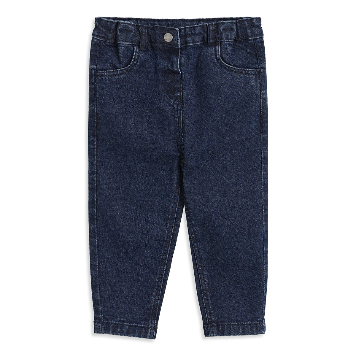 Baby Girls Blue Embroidered Denim Jeans Regular Fit Casual Denim Pants