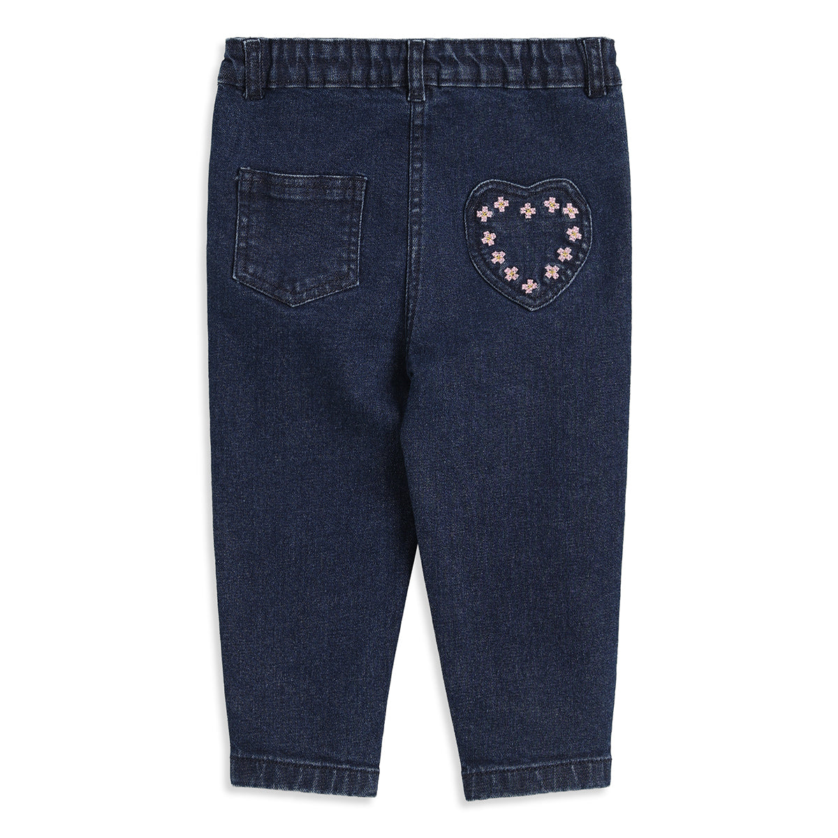Baby Girls Blue Embroidered Denim Jeans Regular Fit Casual Denim Pants