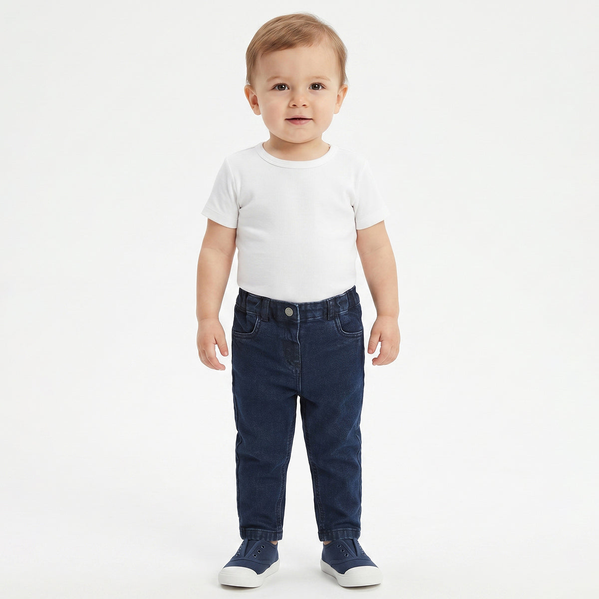 Baby Girls Blue Embroidered Denim Jeans Regular Fit Casual Denim Pants