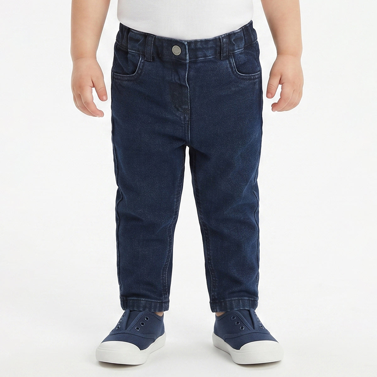 Baby Girls Blue Embroidered Denim Jeans Regular Fit Casual Denim Pants