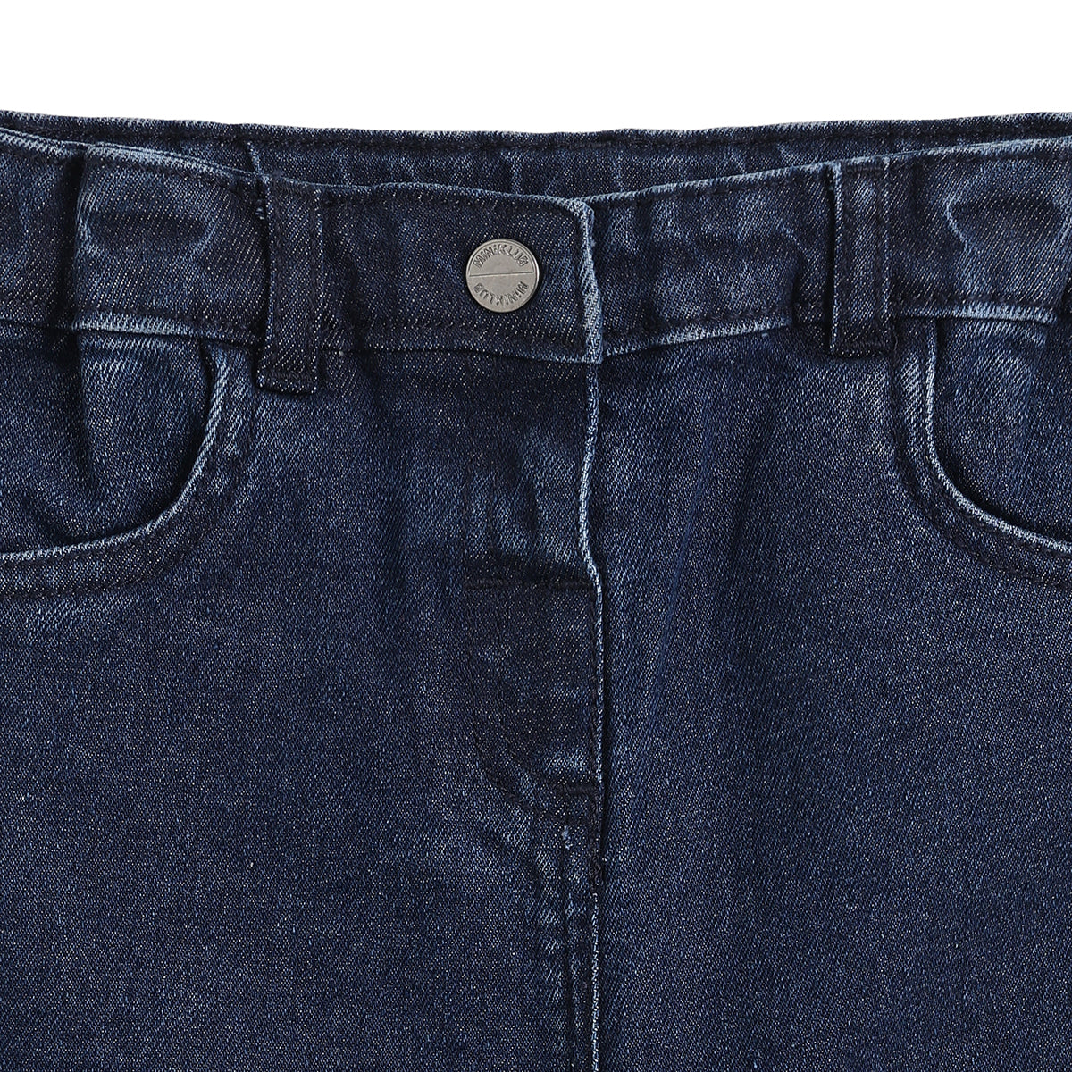 Baby Girls Blue Embroidered Denim Jeans Regular Fit Casual Denim Pants
