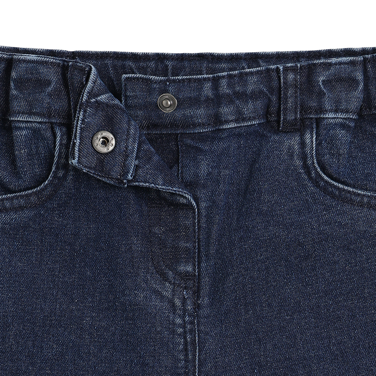 Baby Girls Blue Embroidered Denim Jeans Regular Fit Casual Denim Pants
