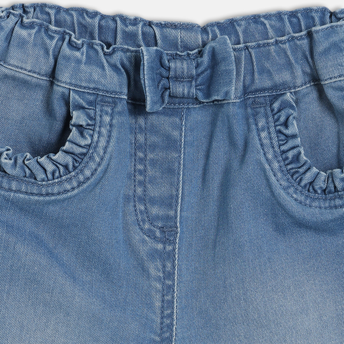Baby Girls Solid Denim Pant, Blue
