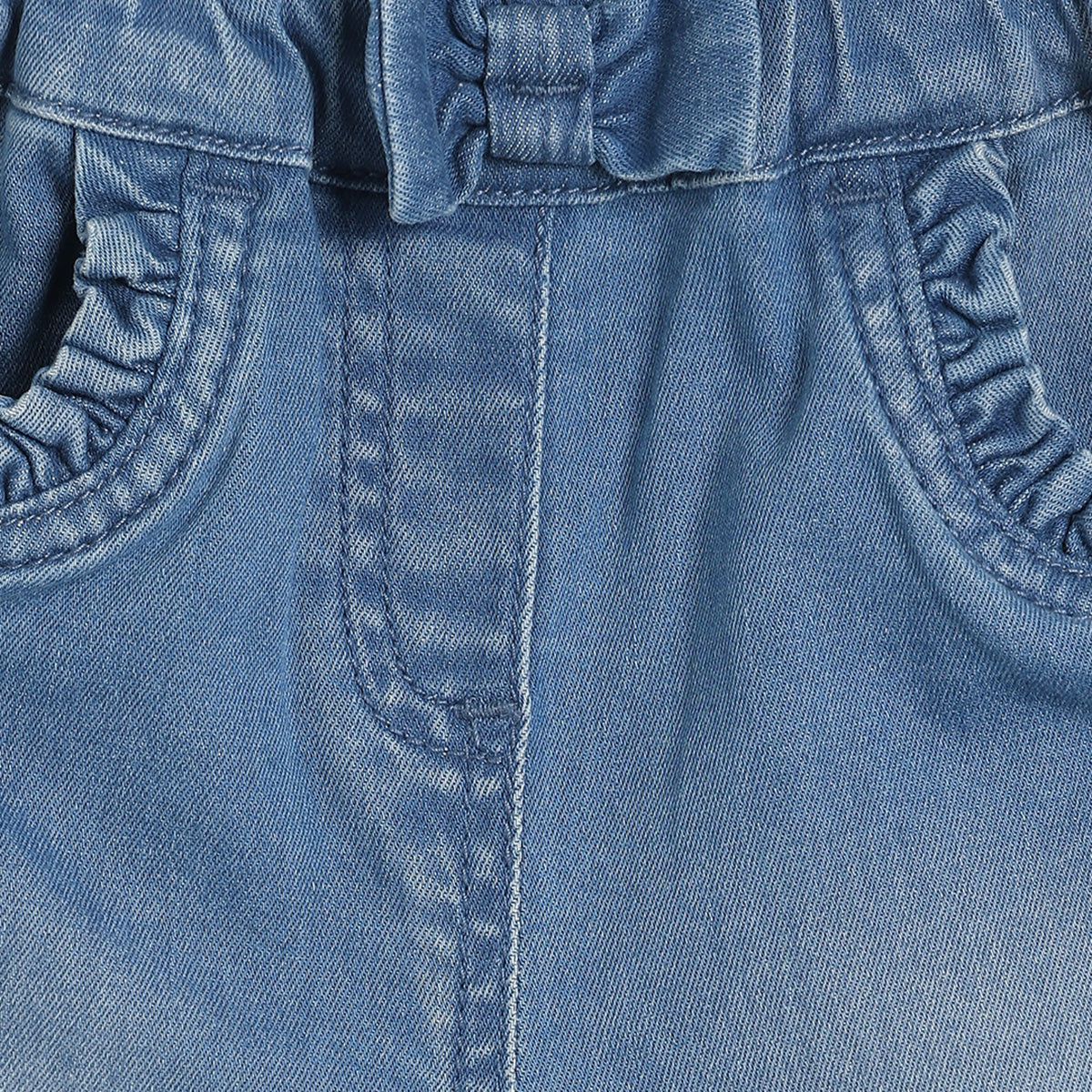 Baby Girls Solid Denim Pant, Blue