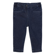Baby Girls Solid Denim Pants with Heart Patch, Dark Blue