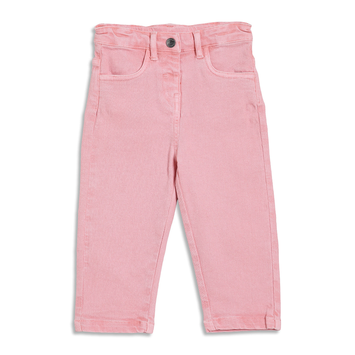 Baby Girls Solid Denim Pant, Pink