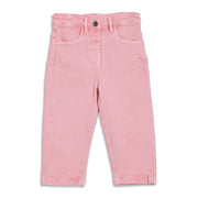 Baby Girls Solid Denim Pant, Pink