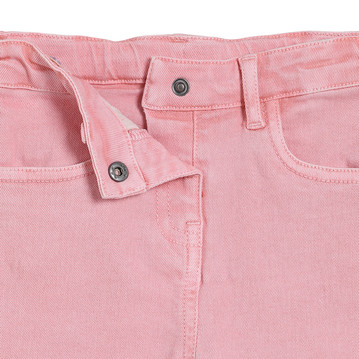 Baby Girls Solid Denim Pant, Pink