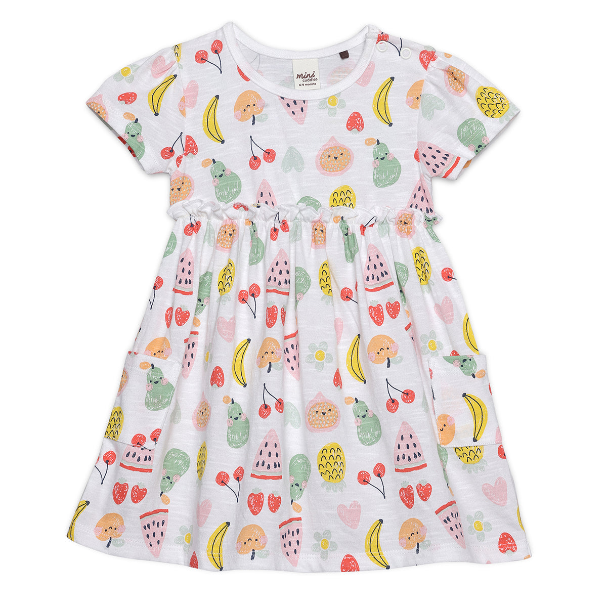 Baby Girls All-Over Fruit Print Dress, White