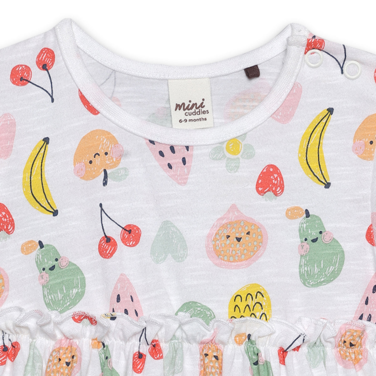 Baby Girls All-Over Fruit Print Dress, White