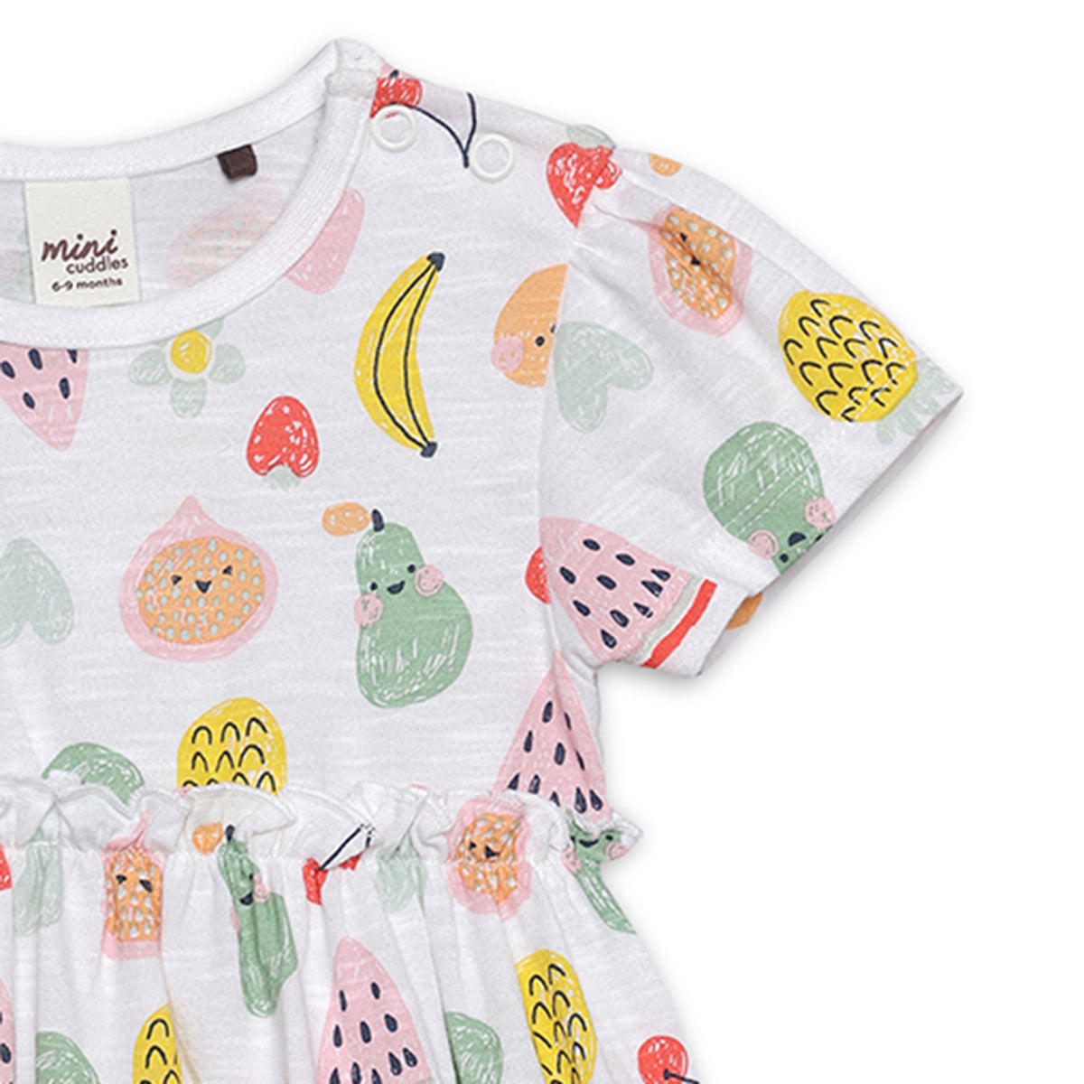 Baby Girls All-Over Fruit Print Dress, White