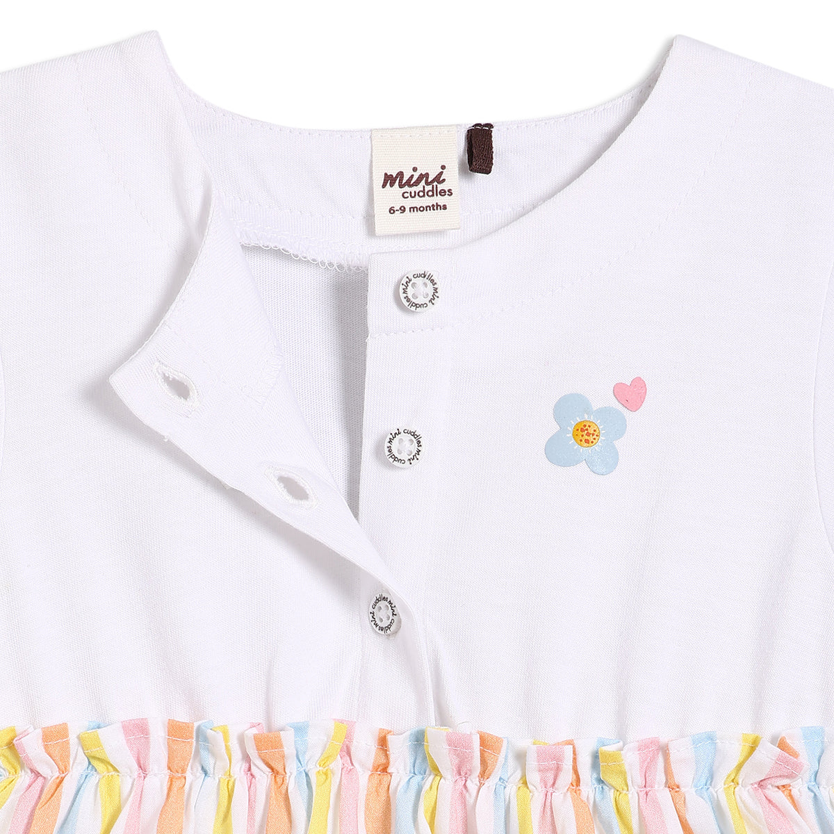 Baby Girls Striped Printed Dress with Knitted Bodice, Multicolor