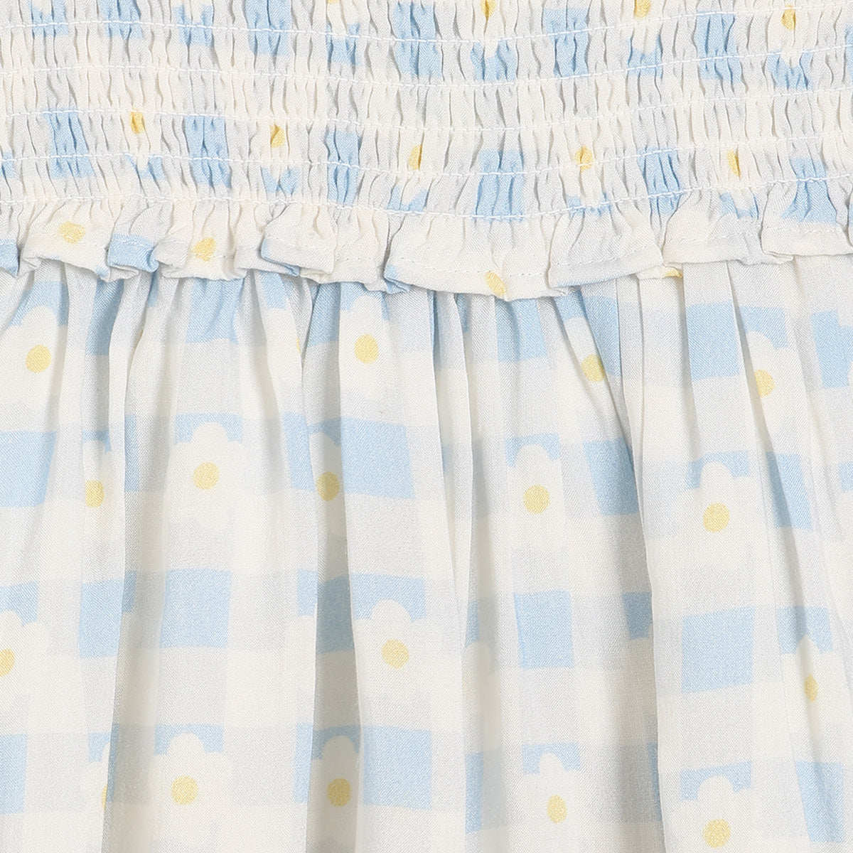 Girls Checked Dress With Smocked Bodice, Blue