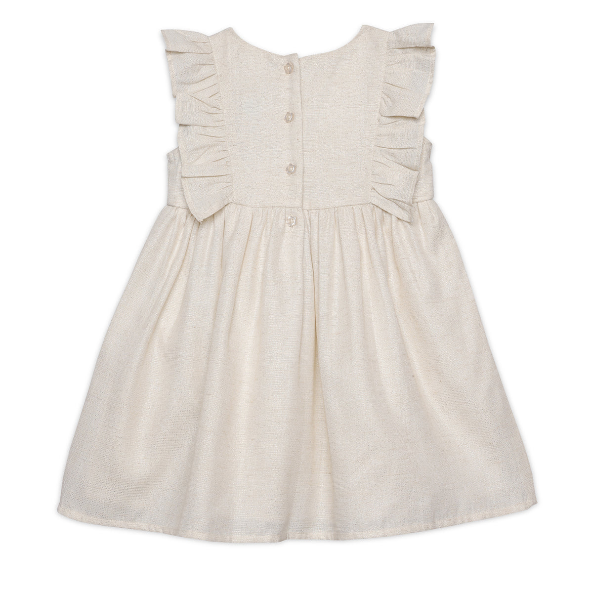 Girls Solid Sleeveless Dress, Beige