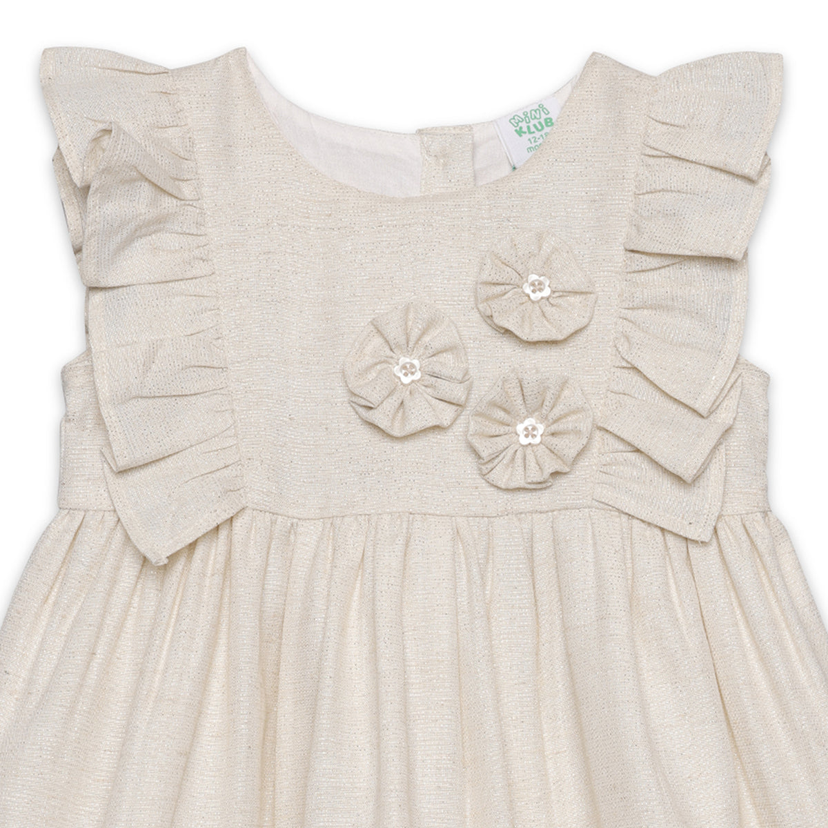 Girls Solid Sleeveless Dress, Beige