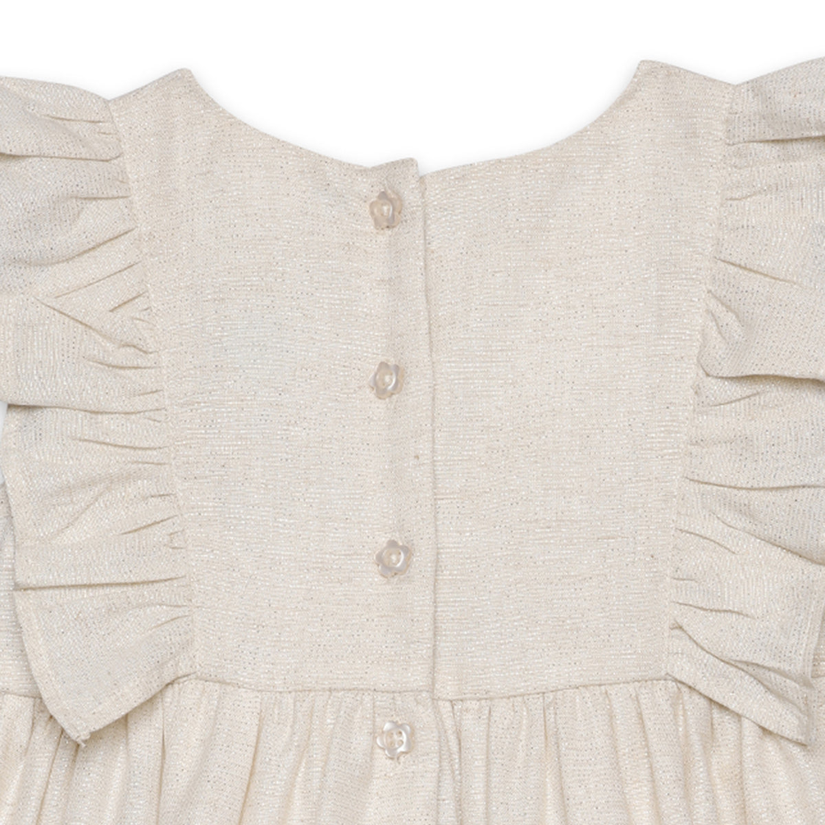 Girls Solid Sleeveless Dress, Beige