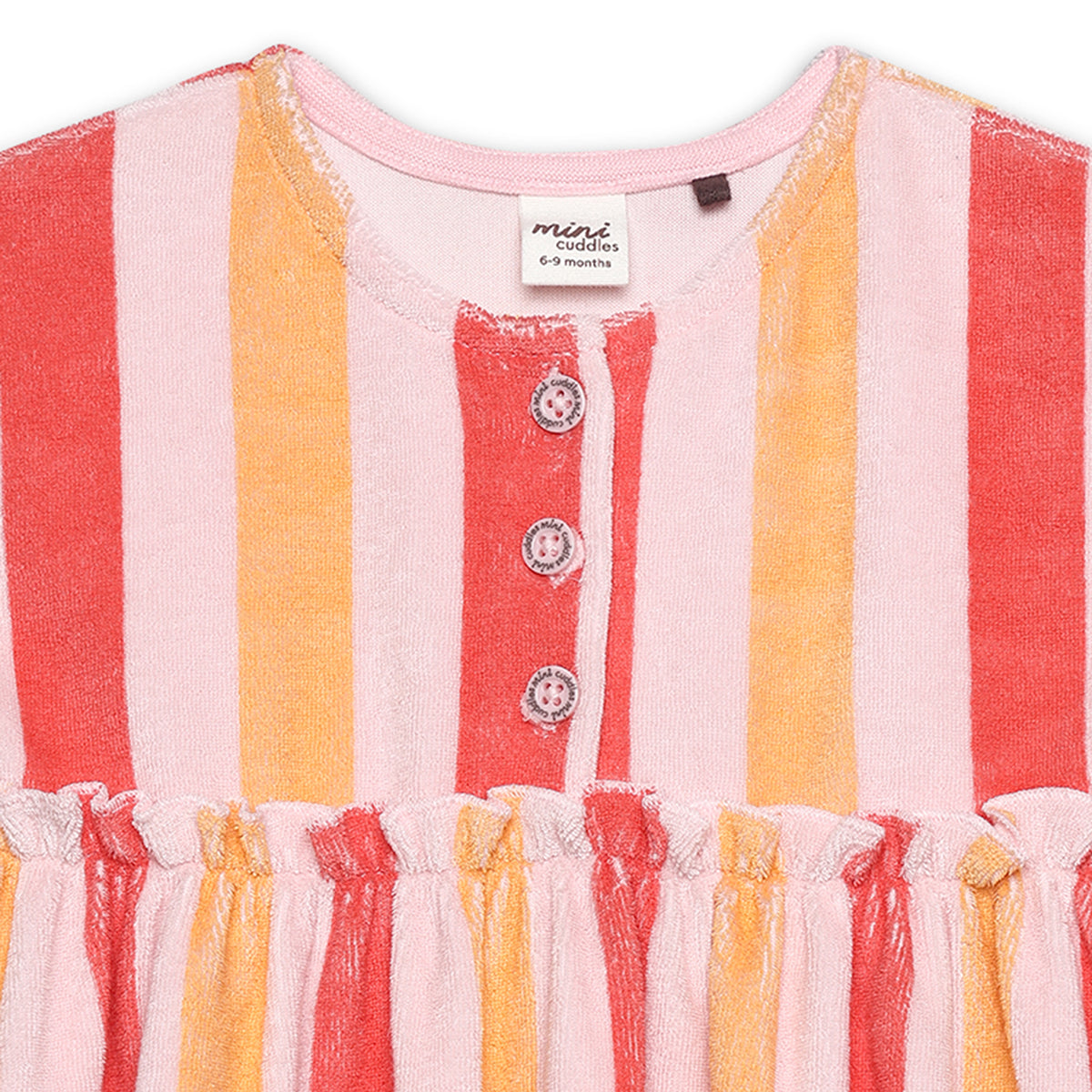 Baby Girls Multicolour Striped Button Front Dress