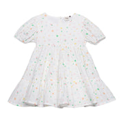 Baby Girls Floral Printed Tiered Dress, White