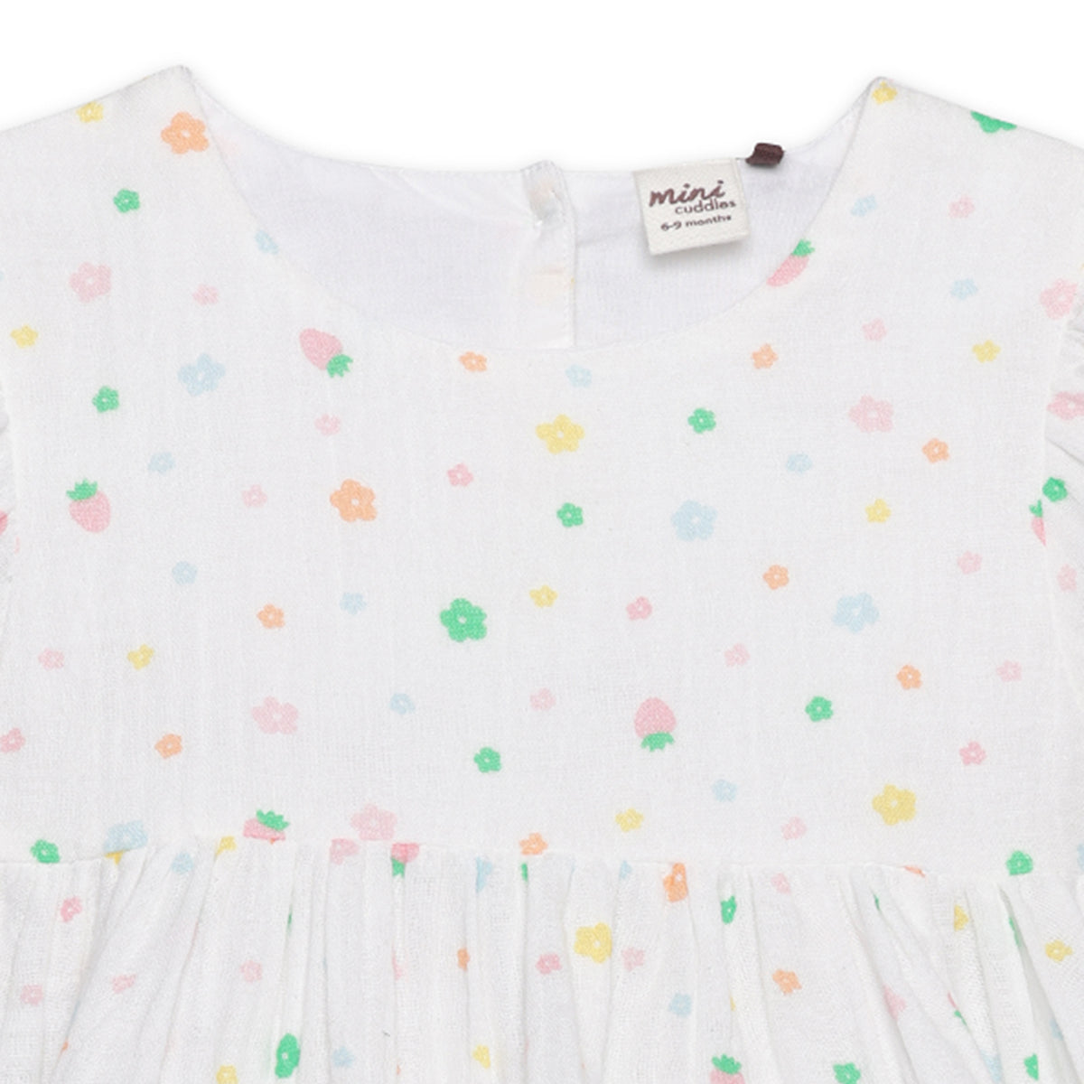 Baby Girls Floral Printed Tiered Dress, White