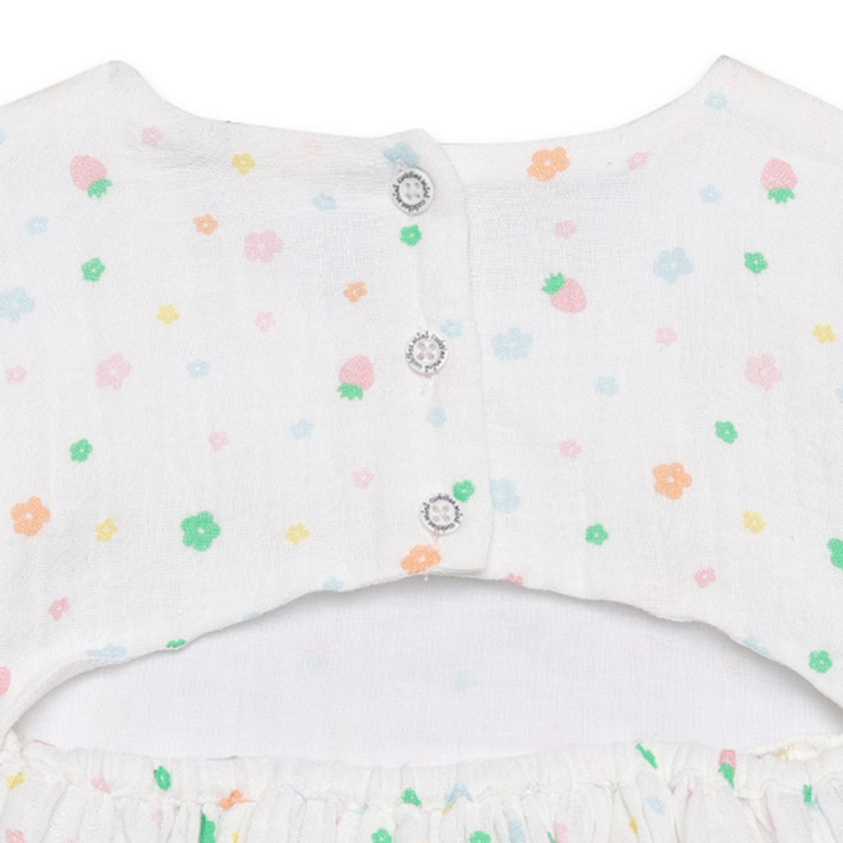 Baby Girls Floral Printed Tiered Dress, White