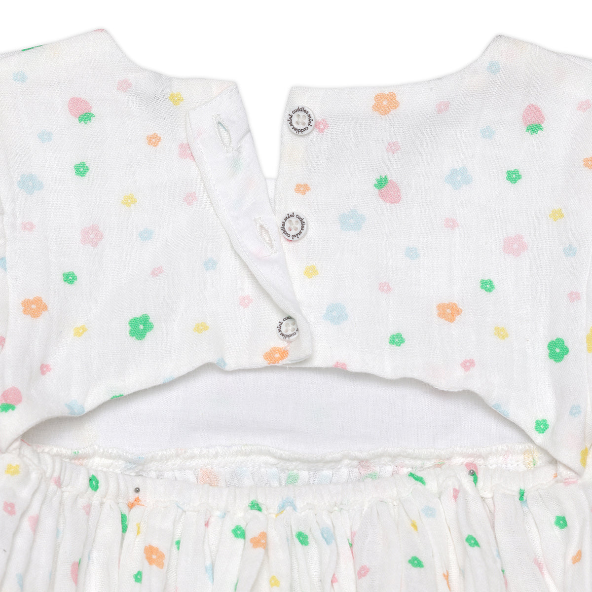 Baby Girls Floral Printed Tiered Dress, White