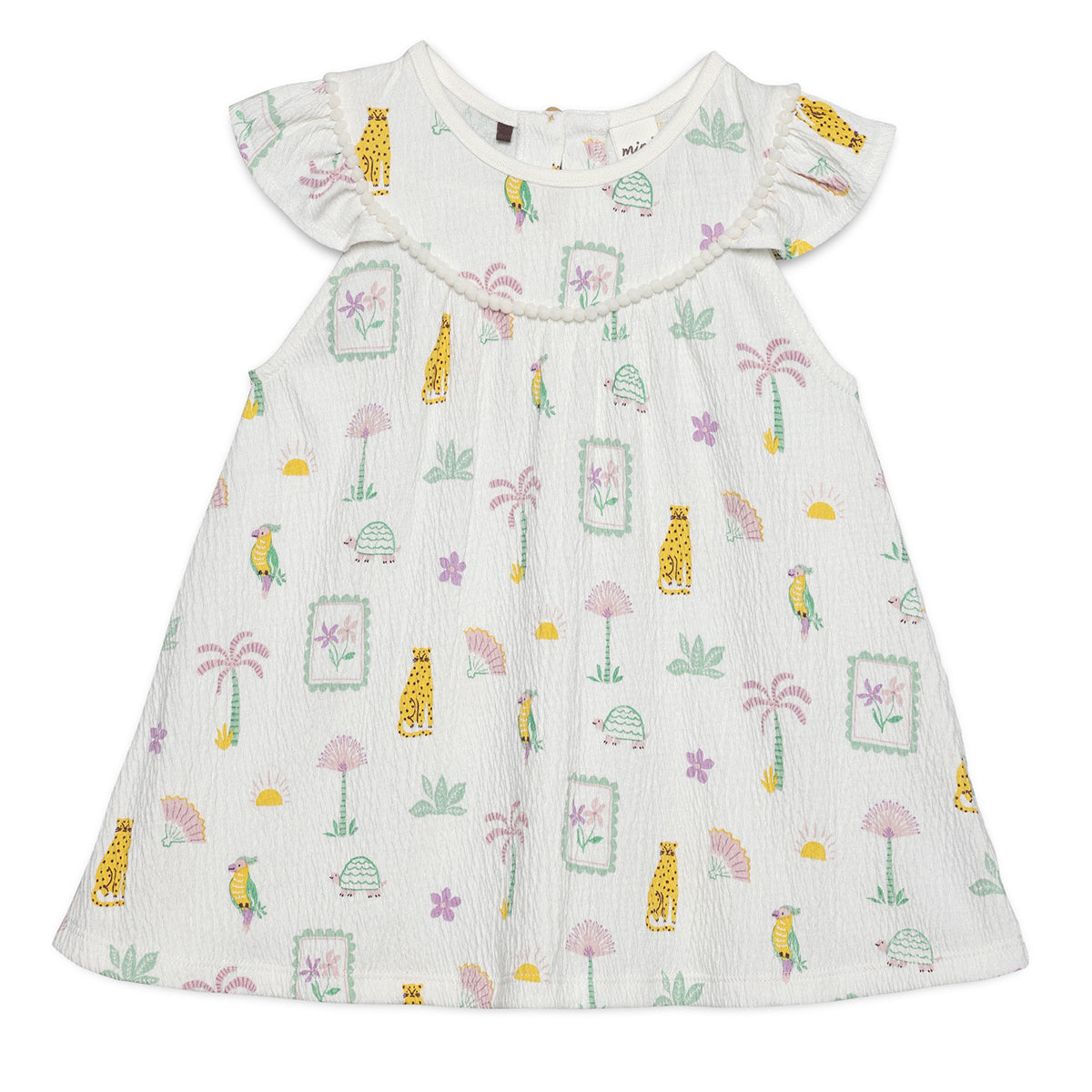Baby Girls All-Over Jungle Print Dress, White