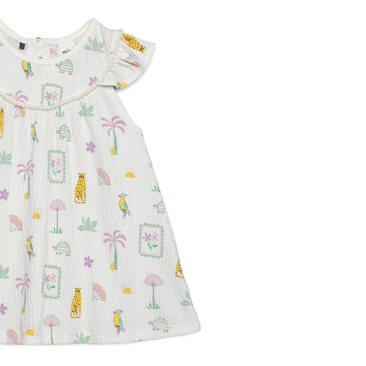Baby Girls All-Over Jungle Print Dress, White