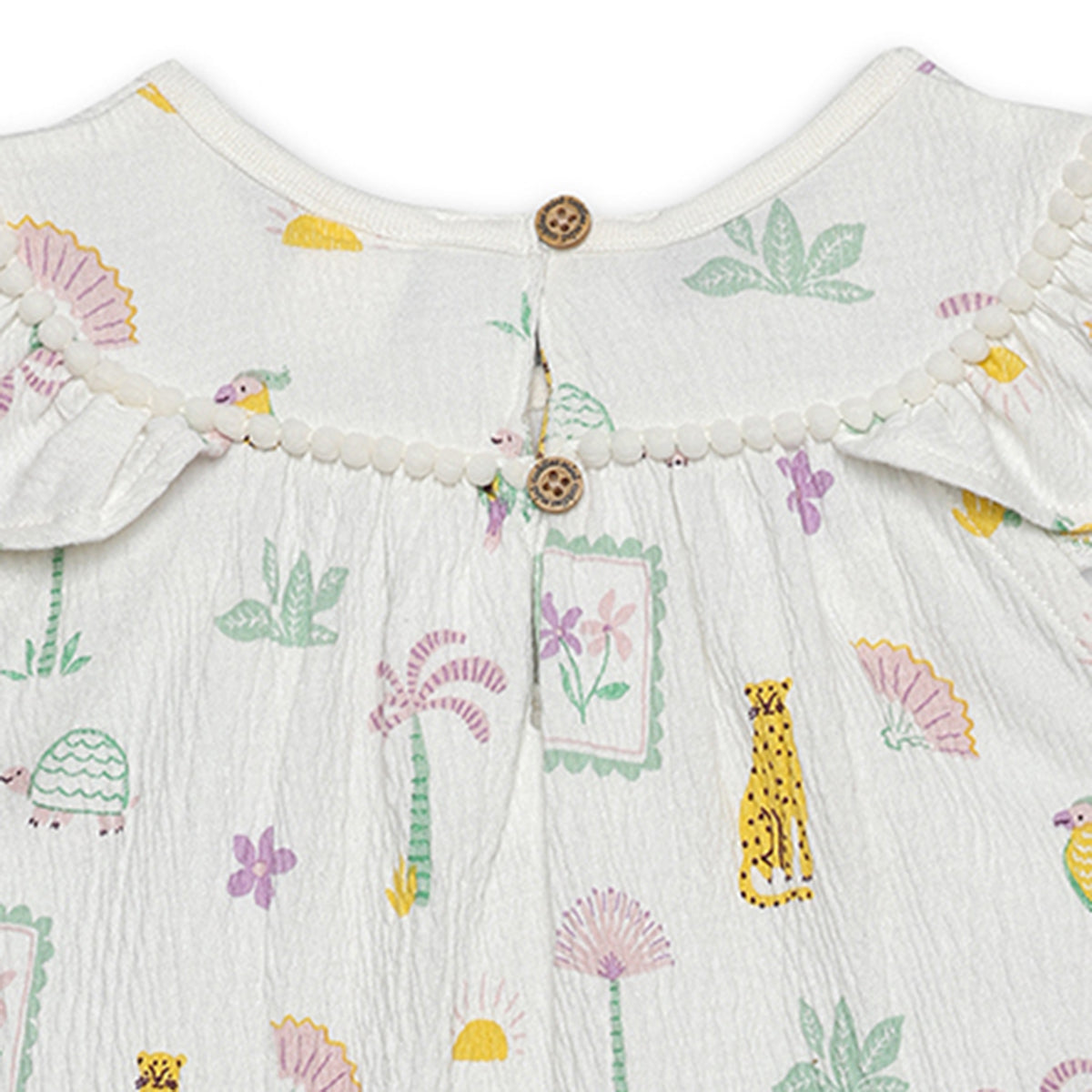 Baby Girls All-Over Jungle Print Dress, White