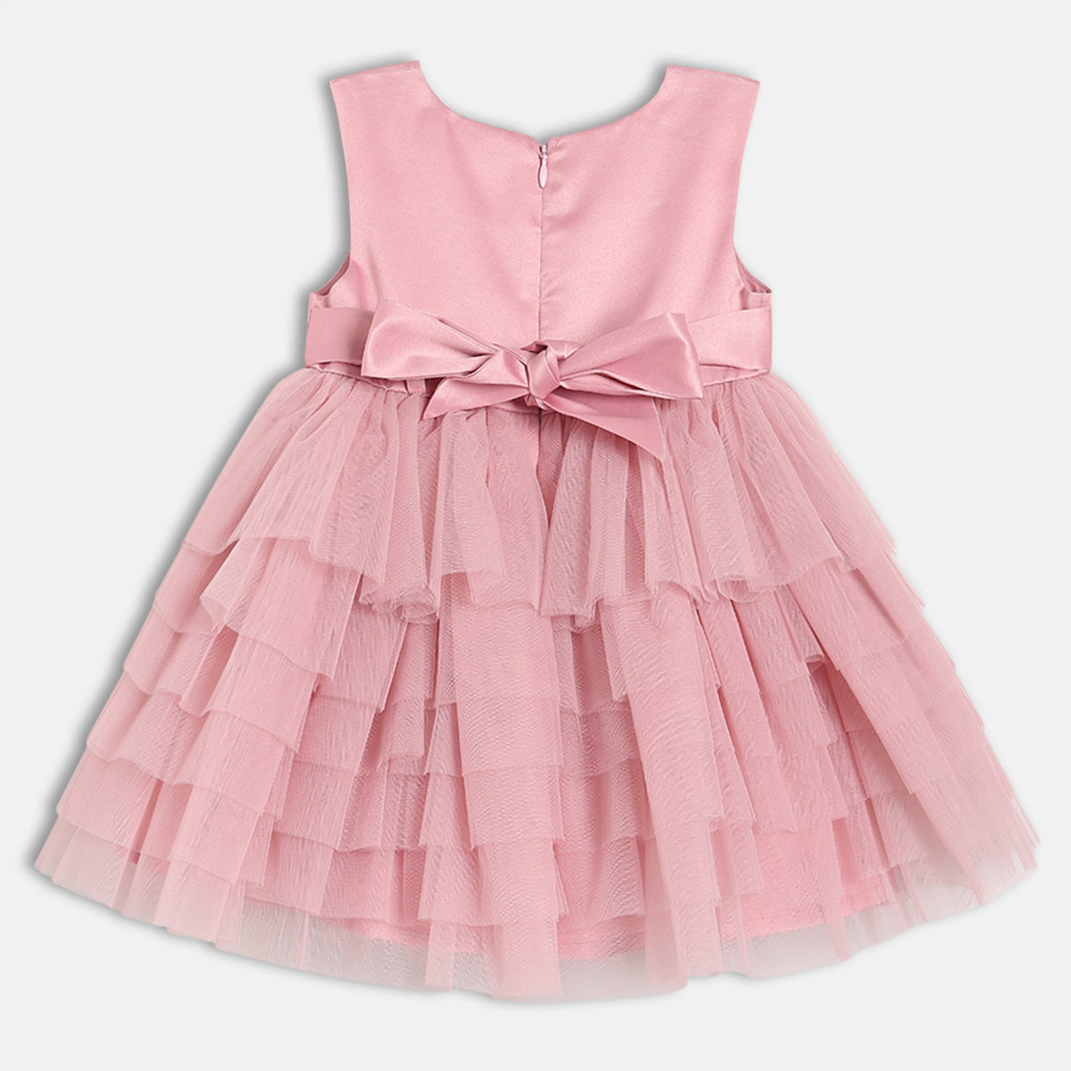 Baby Girls Solid Layered Tulle Party Dress, Pink