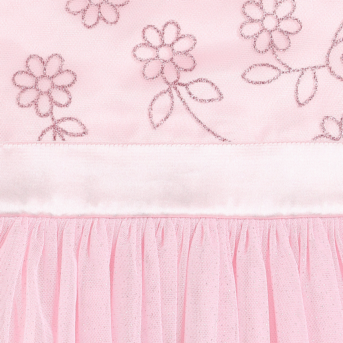Baby Girls Floral Embroidered Party Dress, Pink