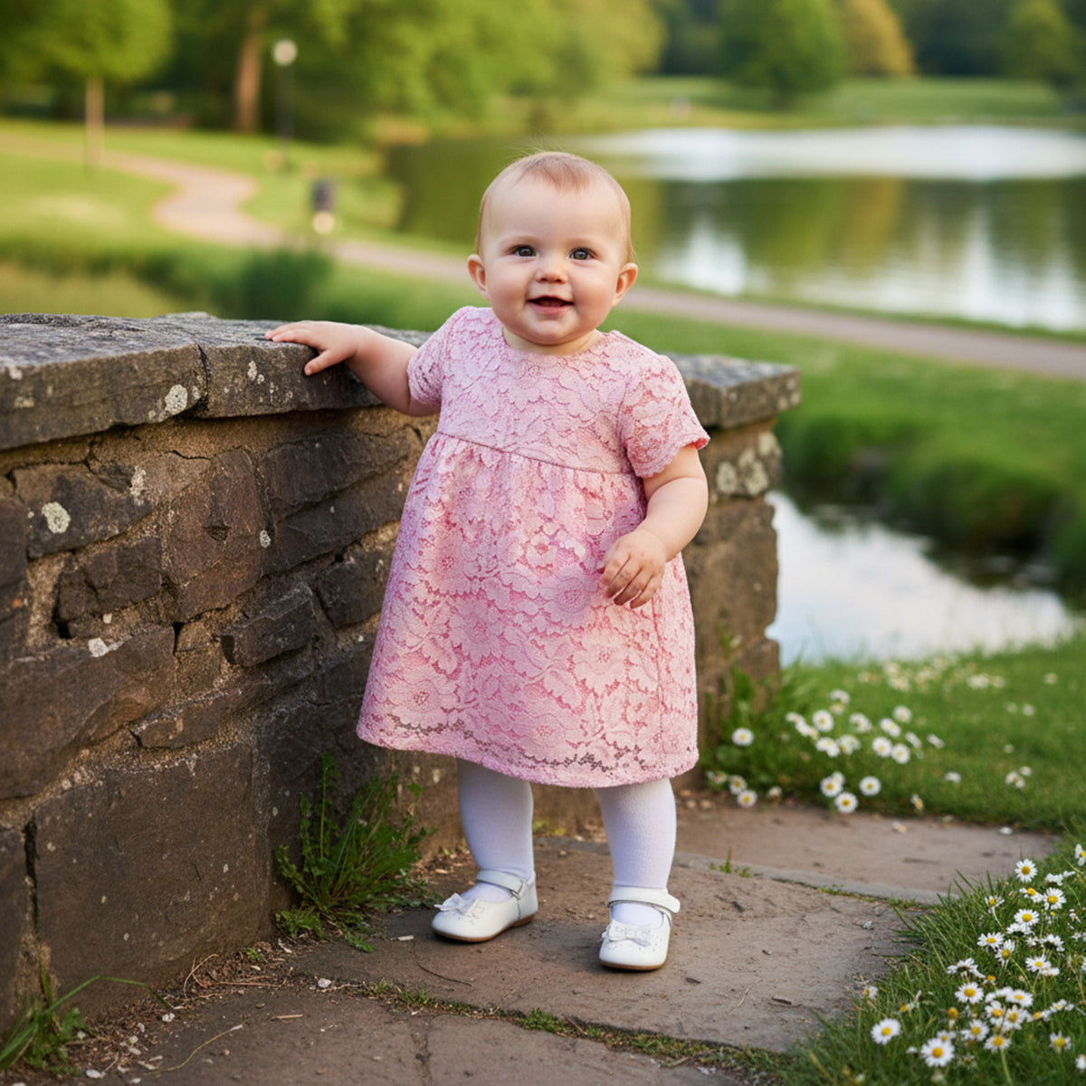 Baby Girls Lace Dress, Pink