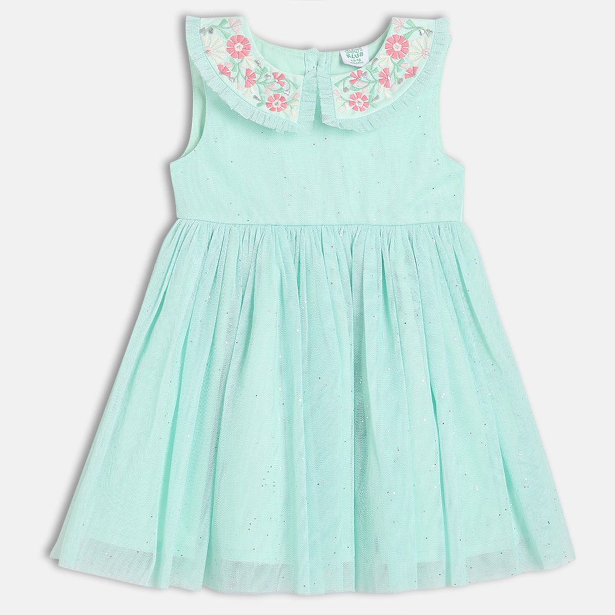 Baby Girls Embroidered Party Dress, Green