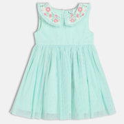 Baby Girls Embroidered Party Dress, Green
