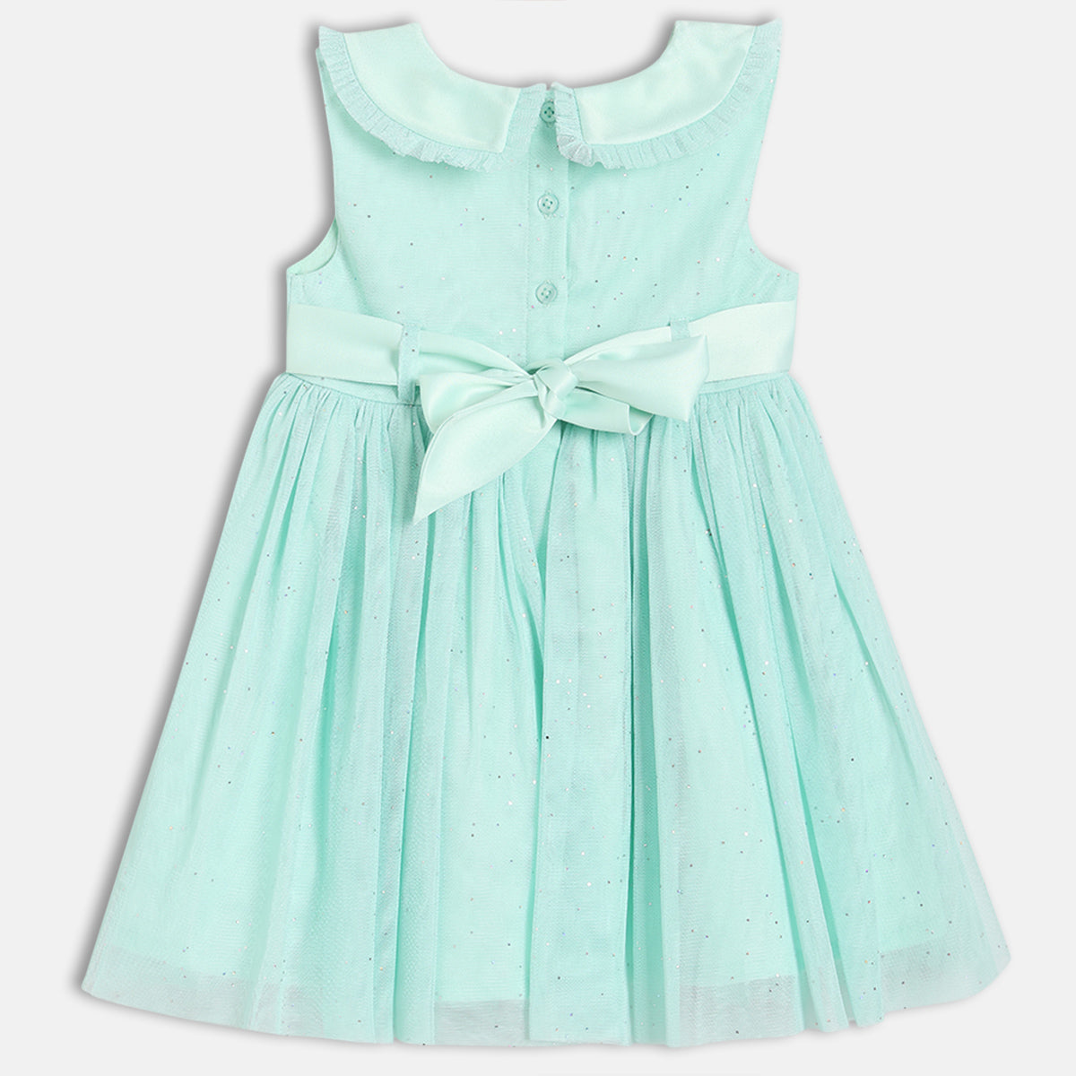 Baby Girls Embroidered Party Dress, Green