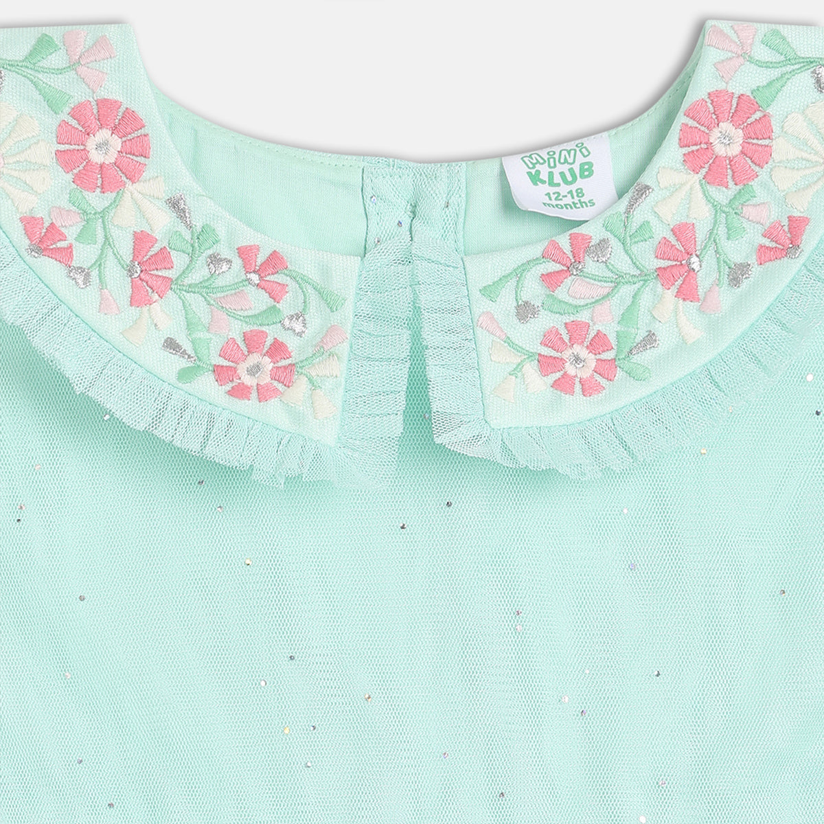 Baby Girls Embroidered Party Dress, Green