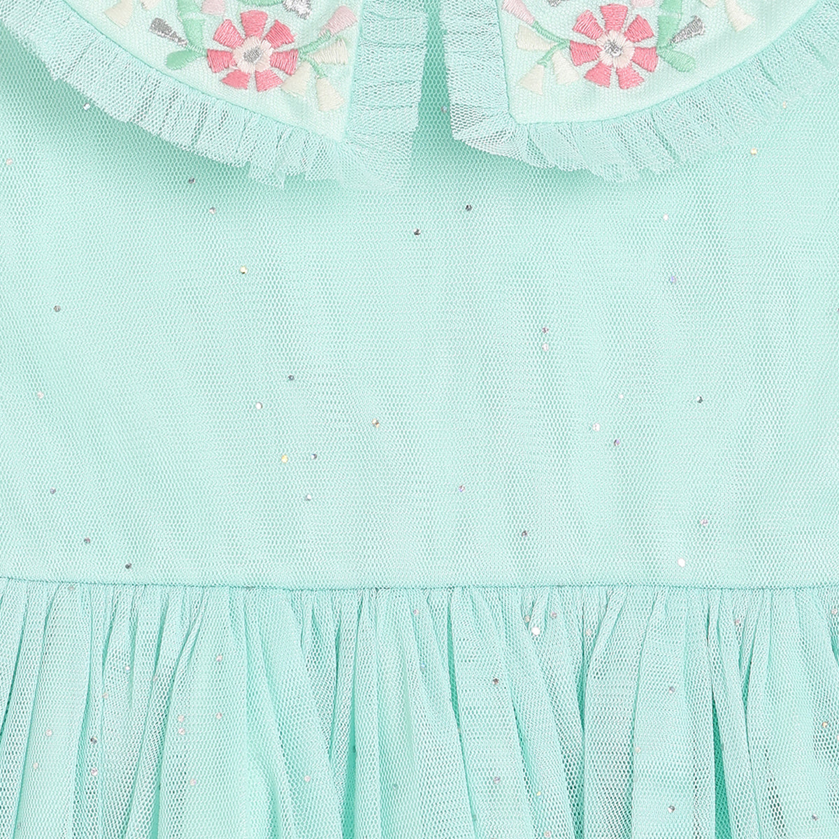 Baby Girls Embroidered Party Dress, Green