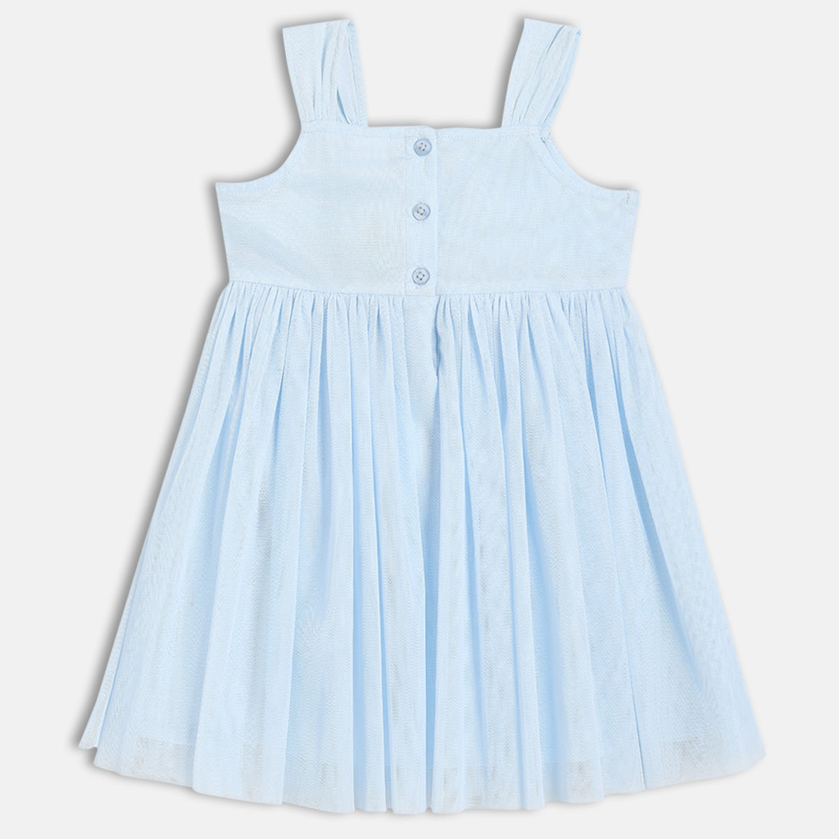 Baby Girls Floral Applique Party Dress, Blue