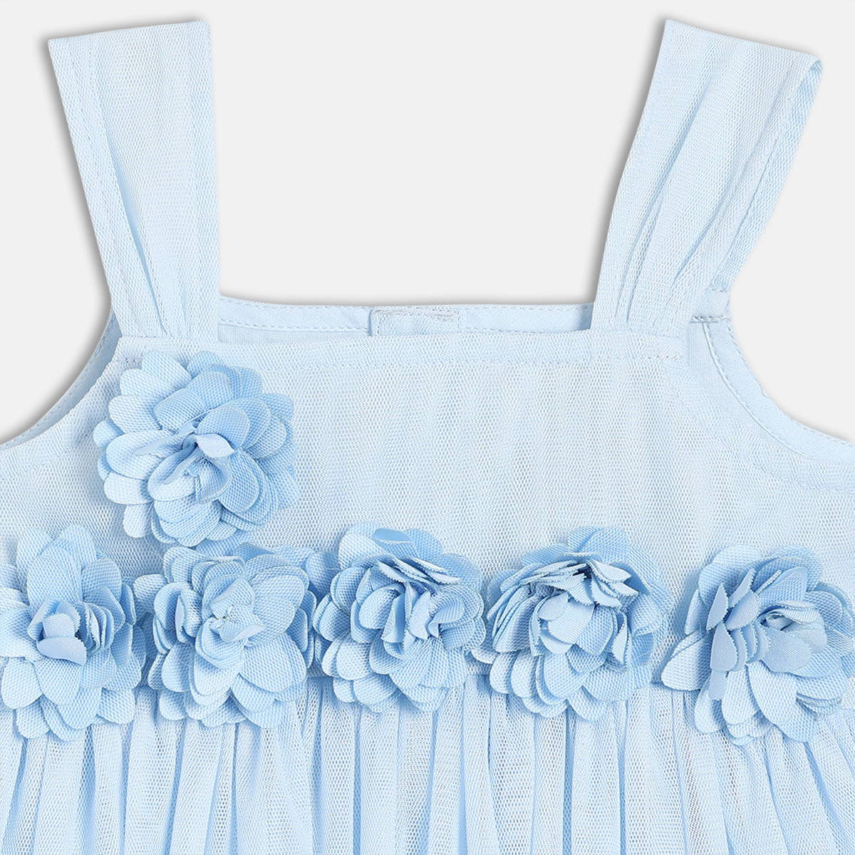 Baby Girls Floral Applique Party Dress, Blue