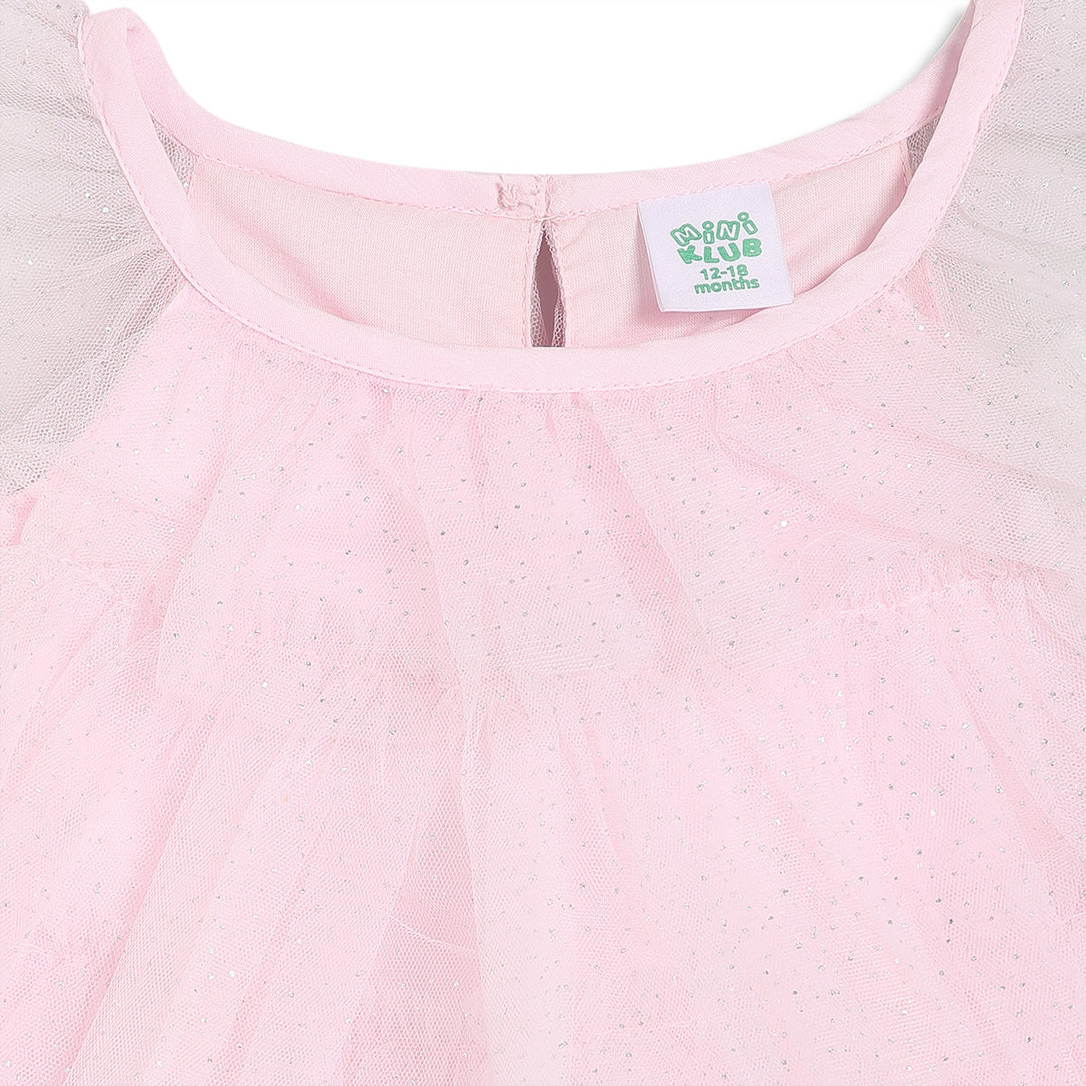 Baby Girls Shimmer Mesh Layered Dress, Light Pink