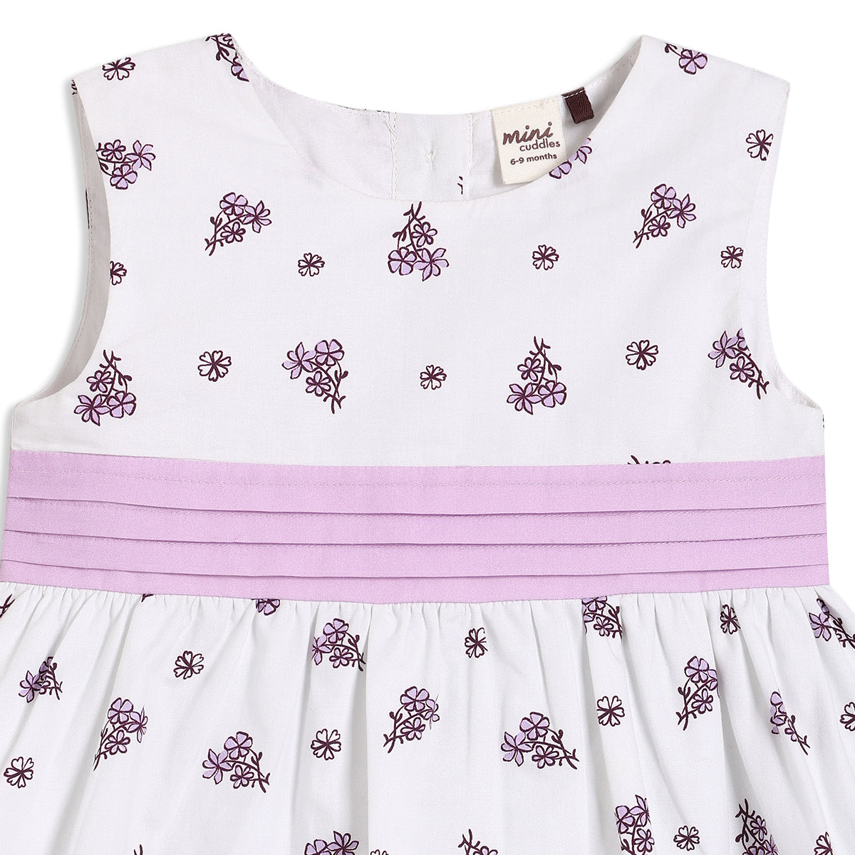 Baby Girls Floral Printed Dress with Matching Headband, White