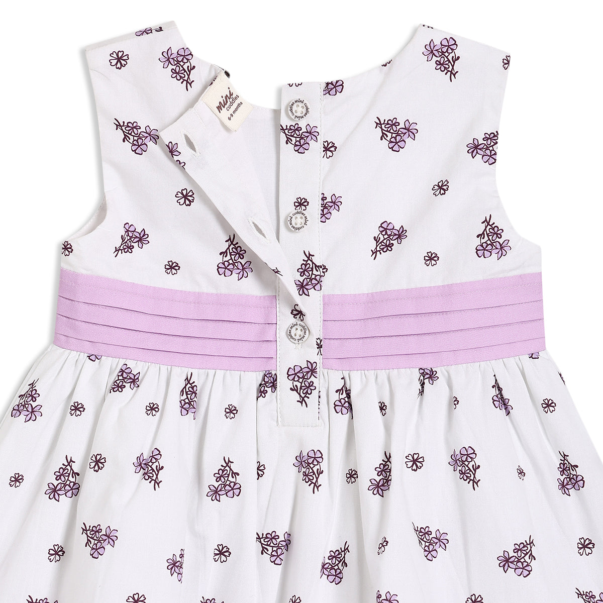 Baby Girls Floral Printed Dress with Matching Headband, White