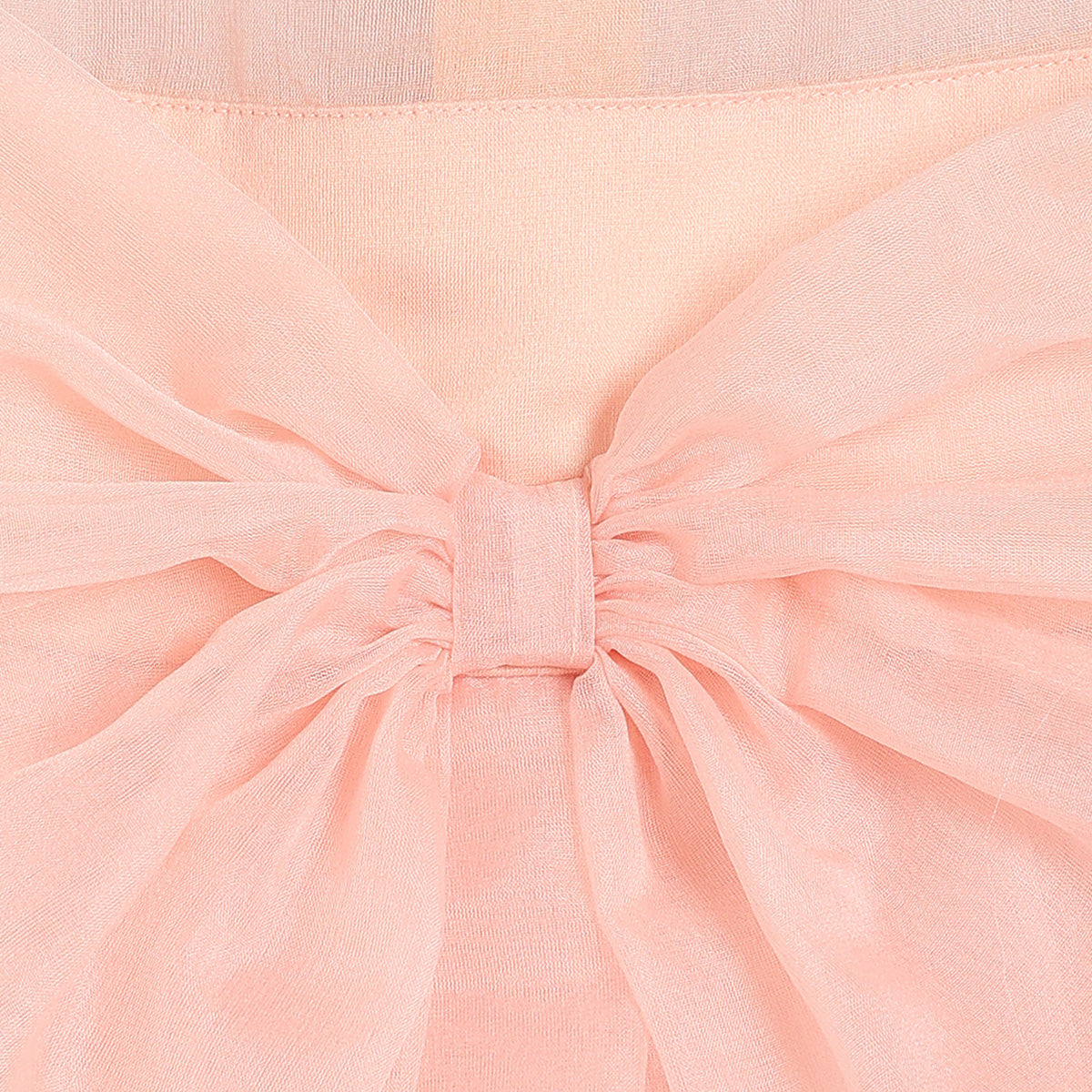 Baby Girls Layered Party Dress With Bow Detail, Peach