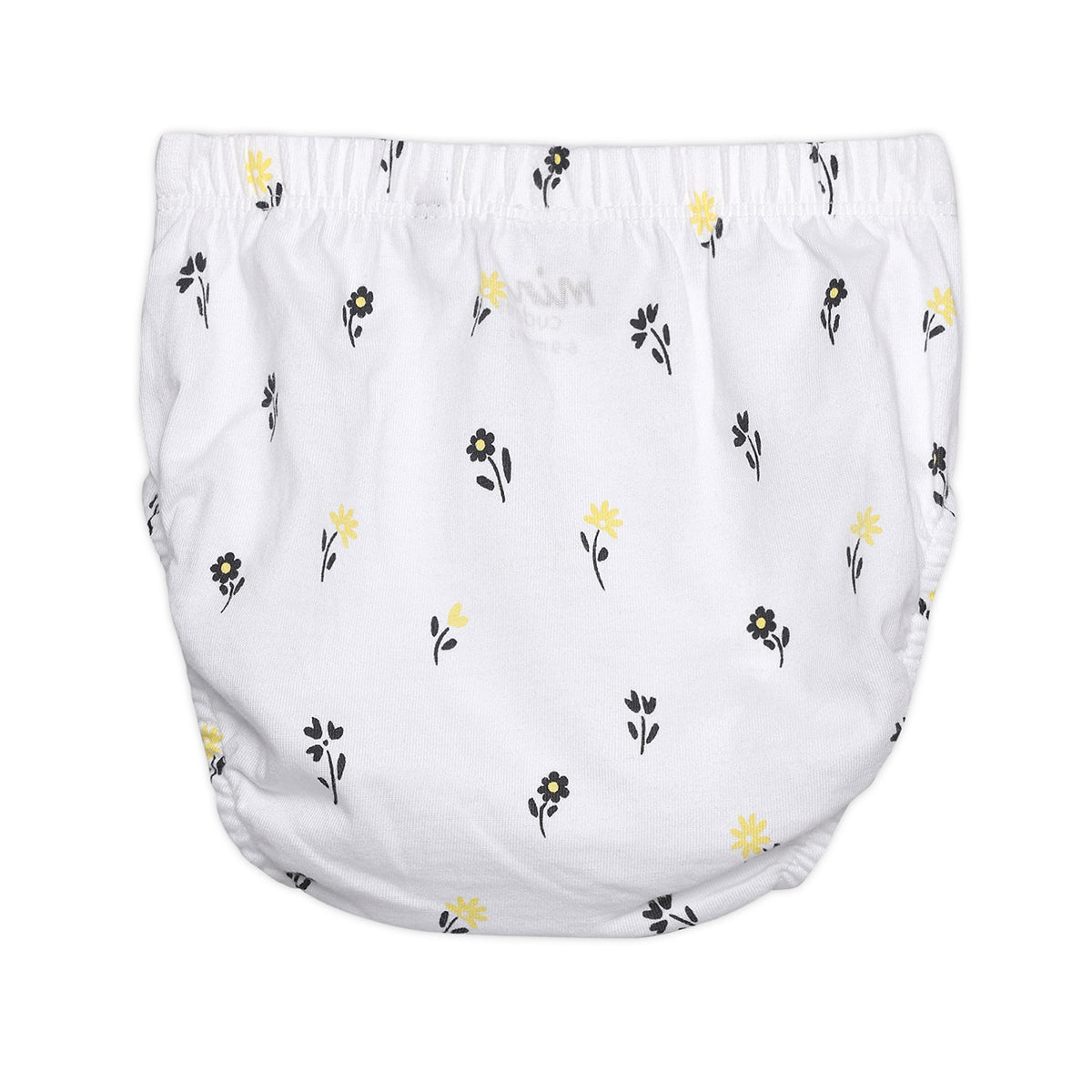 Baby Girls Floral Printed Dress with Diaper Cover, White