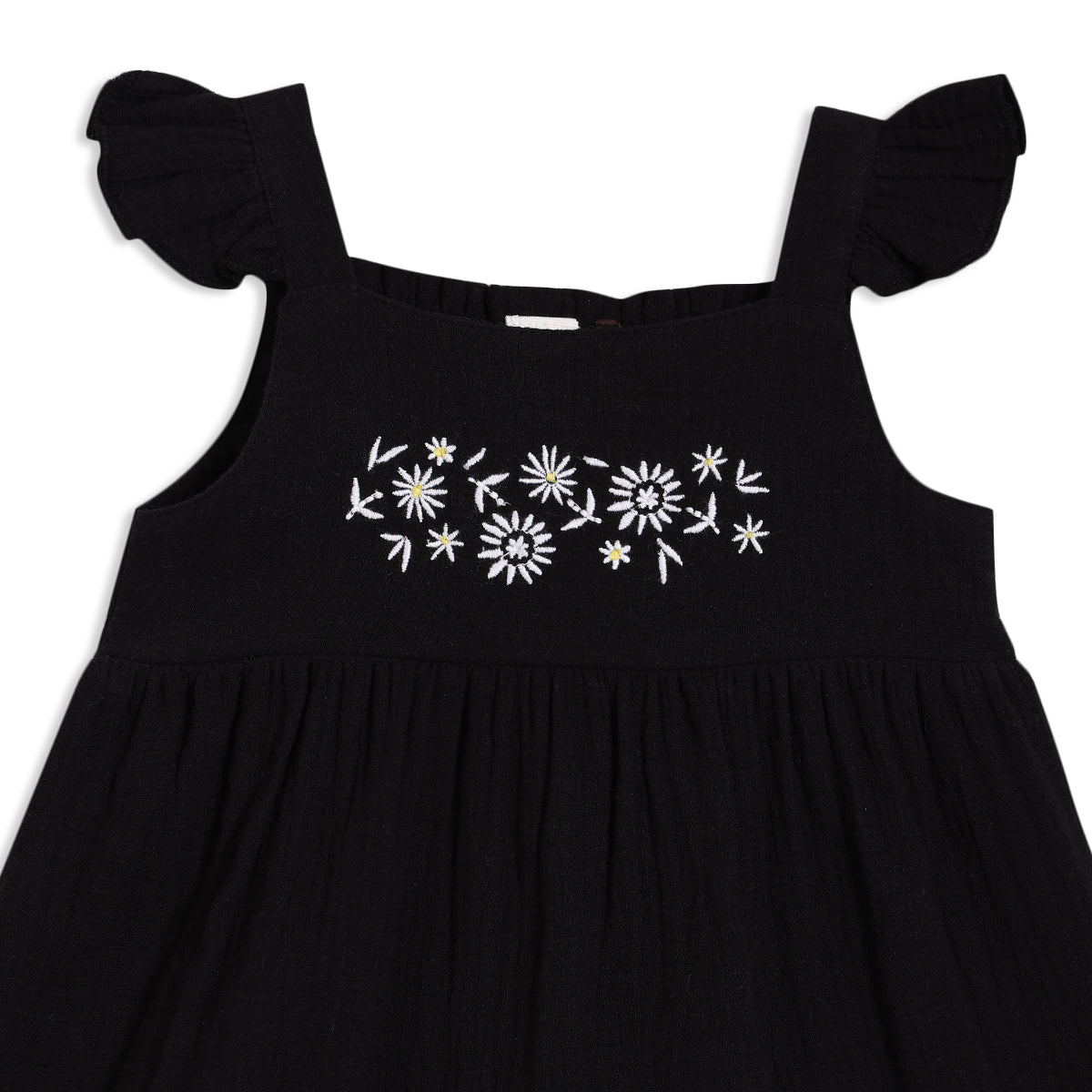 Baby Girls Embroidered Tiered Dress, Black