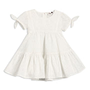 Baby Girls Embroidered Tiered Dress , White