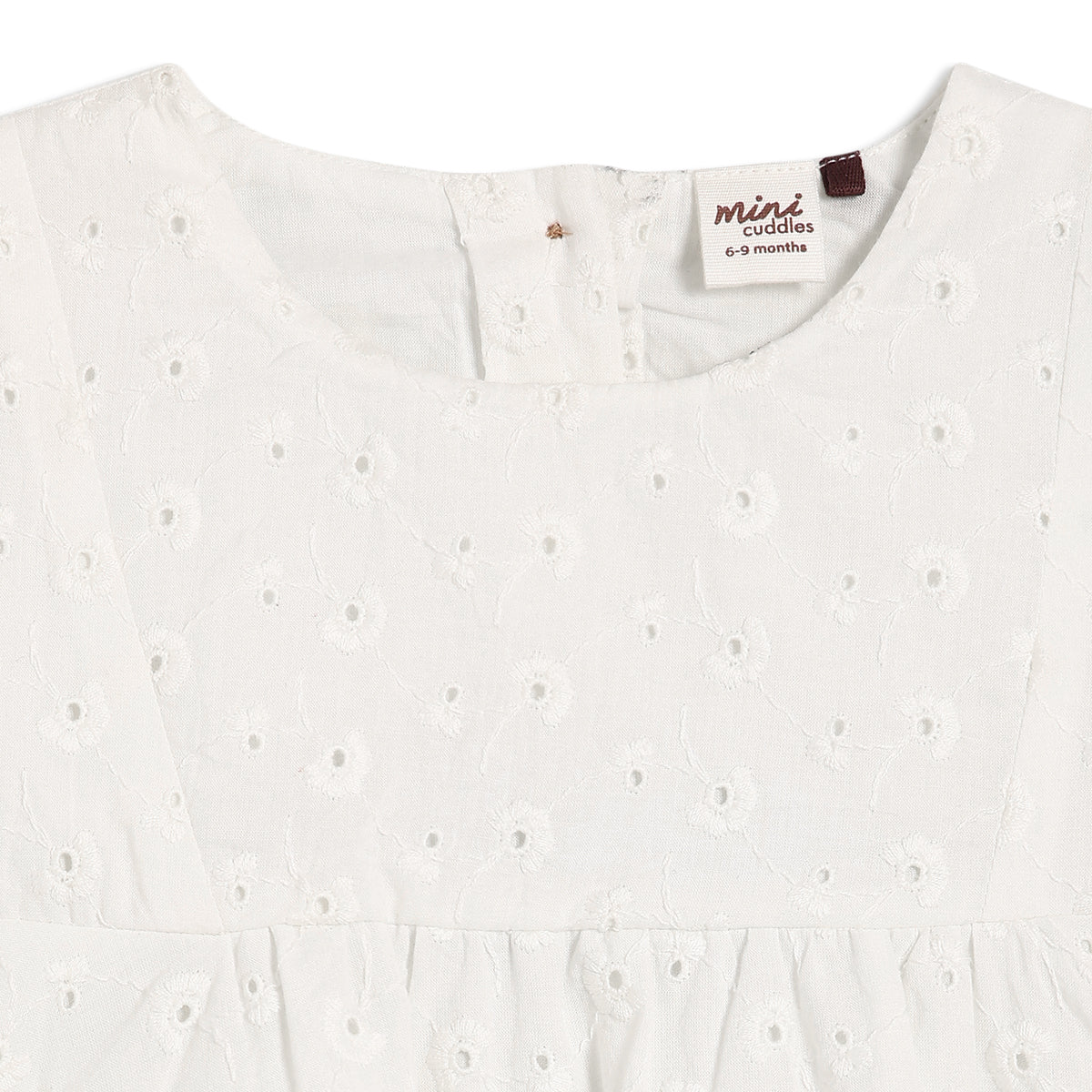 Baby Girls Embroidered Tiered Dress , White