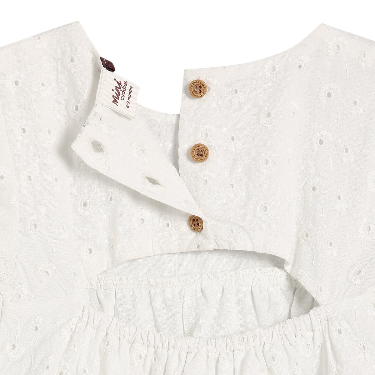 Baby Girls Embroidered Tiered Dress , White