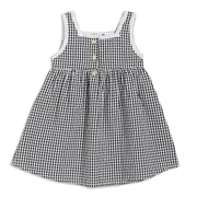 Baby Girls Checked Sleeveless Dress, Black and White